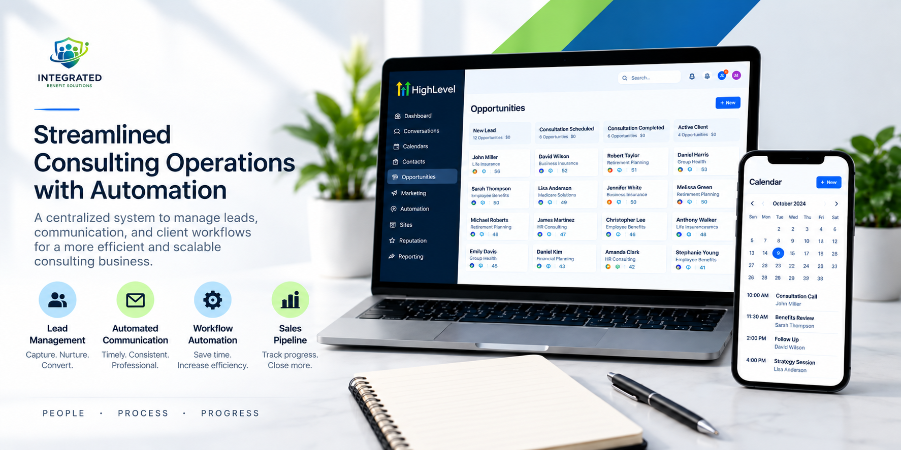 Integrated Benefit Systems consulting operations and GoHighLevel system